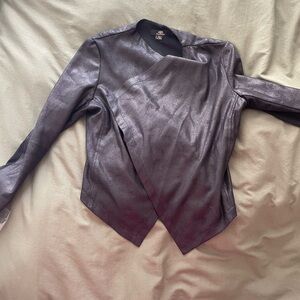 Cracked Leather Look draped jacket